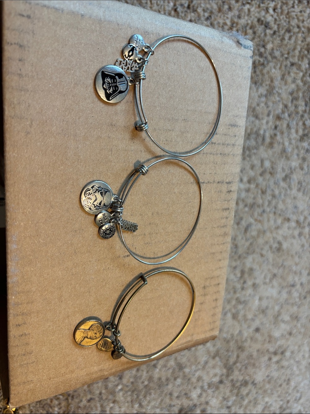 Alex and Ani Silver-tone Triple Charm Bangle Set
